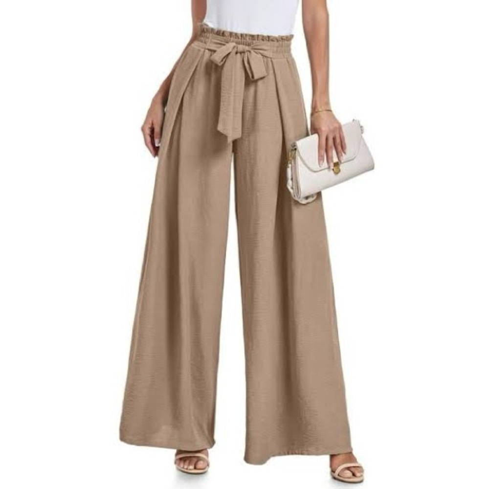 Simple Latte Relaxed Wide-Leg Pants